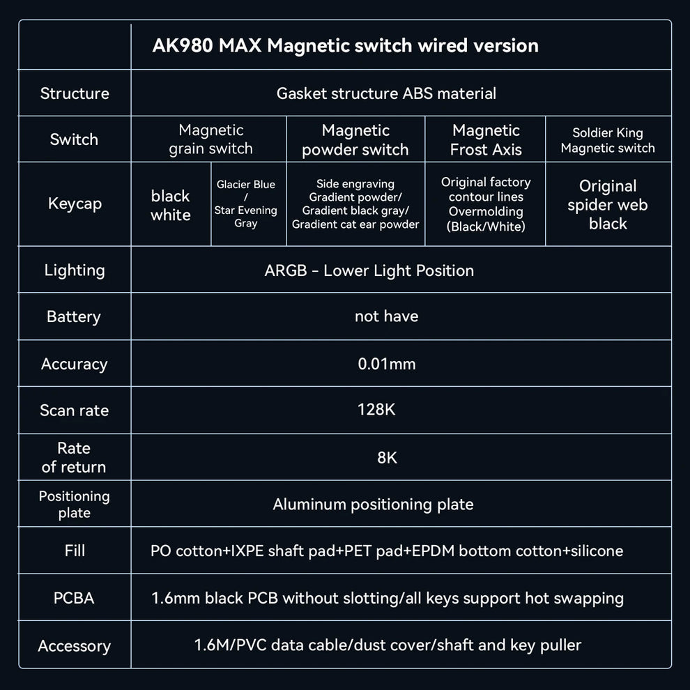 Ajazz AK980 Max RGB Wired 98-Keys Mechanical Keyboard