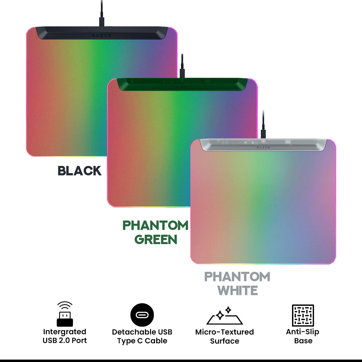 Razer Firefly V2 Pro Fully Illuminated RGB Gaming Mouse Mat (Black, Phantom Green, Phantom White)