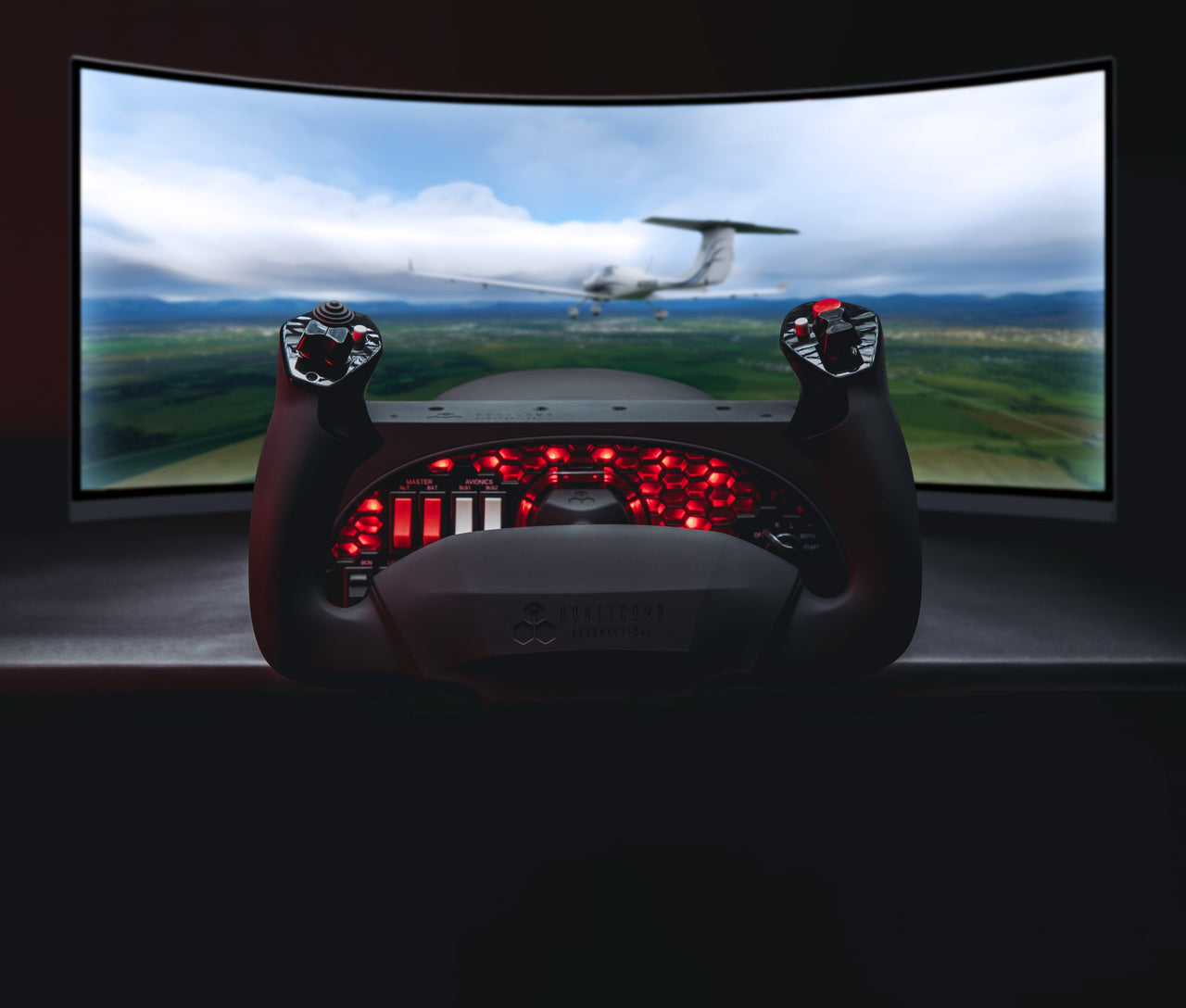 Honeycomb Alpha Flight Controls Yoke and Switch Panel