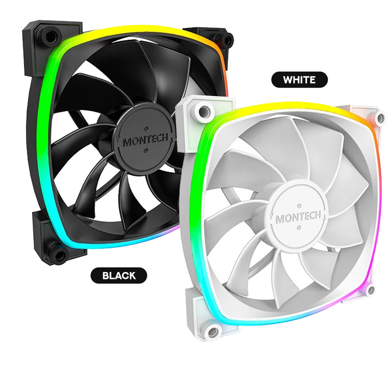 Montech RX120 PWM 120mm ARGB Reverse Single Fan Kit (Black, White)