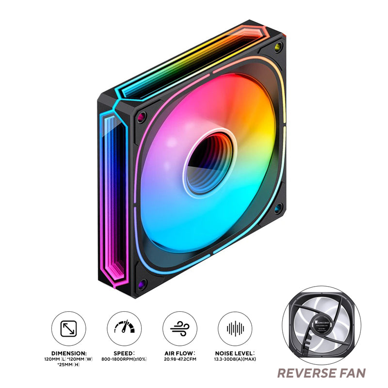 Jonsbo FR-505BR 25MM ARGB Infinity Mirror Series Reverse Fan (Black)