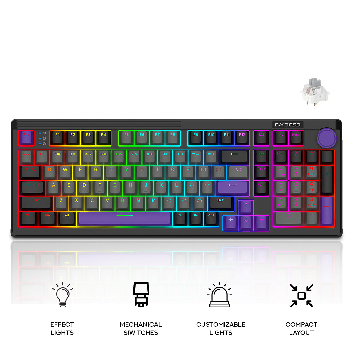 E-Yooso Z-101 RGB 101 Keys Tri-Mode Hot-Swappable Mechanical Keyboard