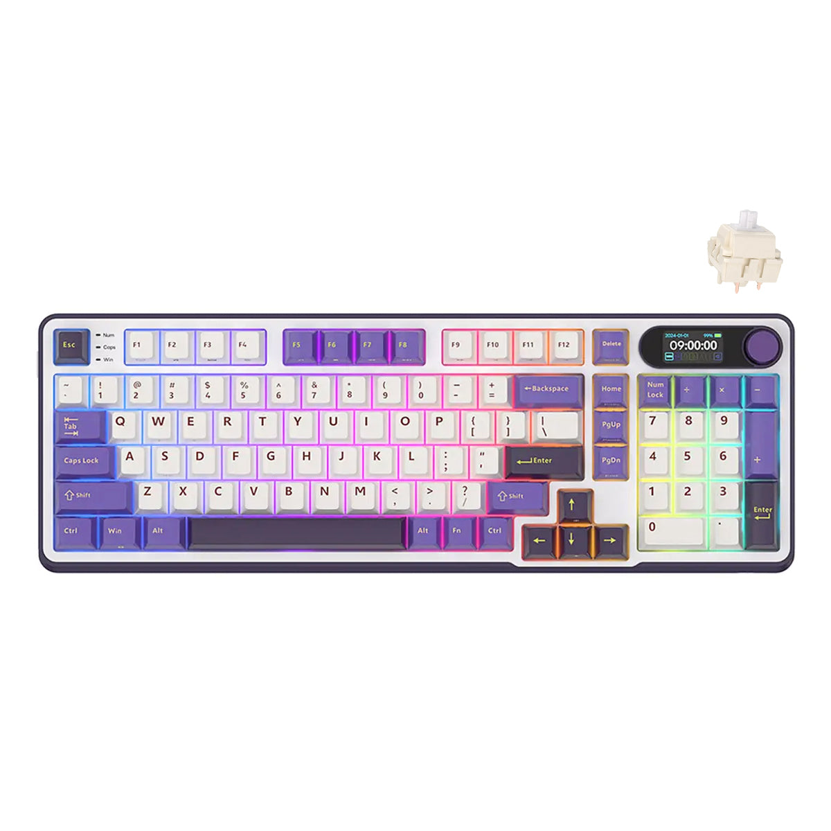 Royal Kludge RK-S98 Tri-Mode RGB 98 Keys Hot Swappable Mechanical Keyboard Blackberry Mousse