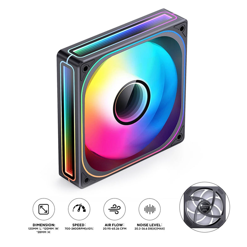Jonsbo ZB-120B 28MM ARGB Infinity Mirror Series Fan (Black)
