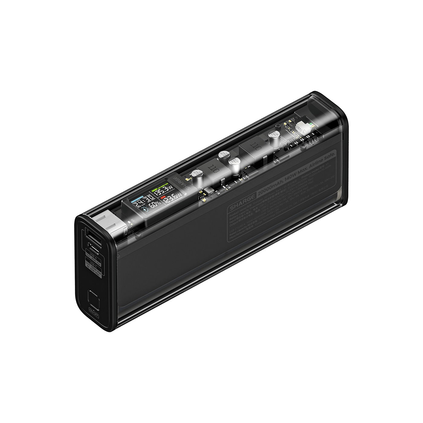 Shargeek 140 Power Bank 20000mAH 140W (Black) (X1i) + Free Sharge Power Bank Travel Case for Shargeek 170/ X1i