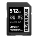 Lexar Professional SILVER PLUS SDXC UHS-I C10 U3 V30 205MB/s Read 150MB/s Write SD Card (128GB, 256GB, 512GB, 1TB)