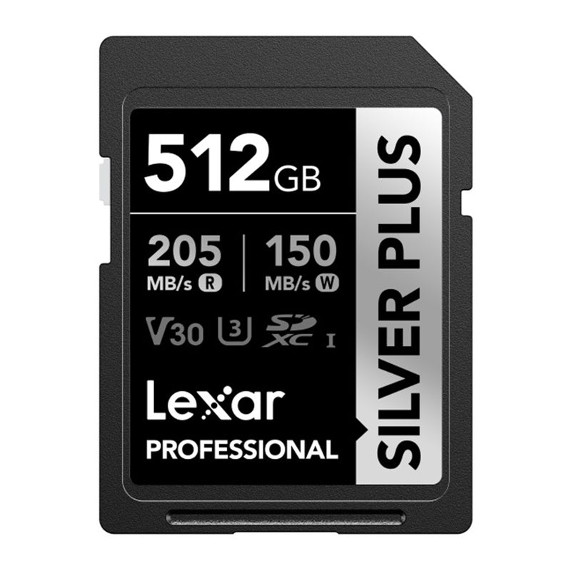 Lexar Professional SILVER PLUS SDXC UHS-I C10 U3 V30 205MB/s Read 150MB/s Write SD Card (128GB, 256GB, 512GB, 1TB)