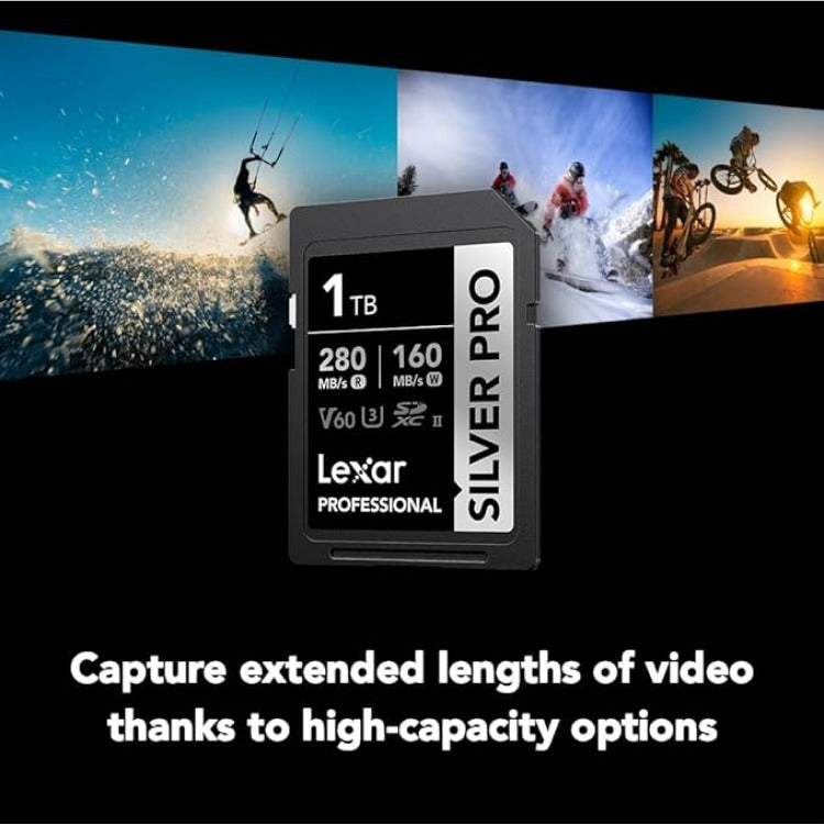 Lexar Professional SILVER PRO SDXC UHS-II C10 U3 V60 280MB/s Read 160MB/s Write SD Card
