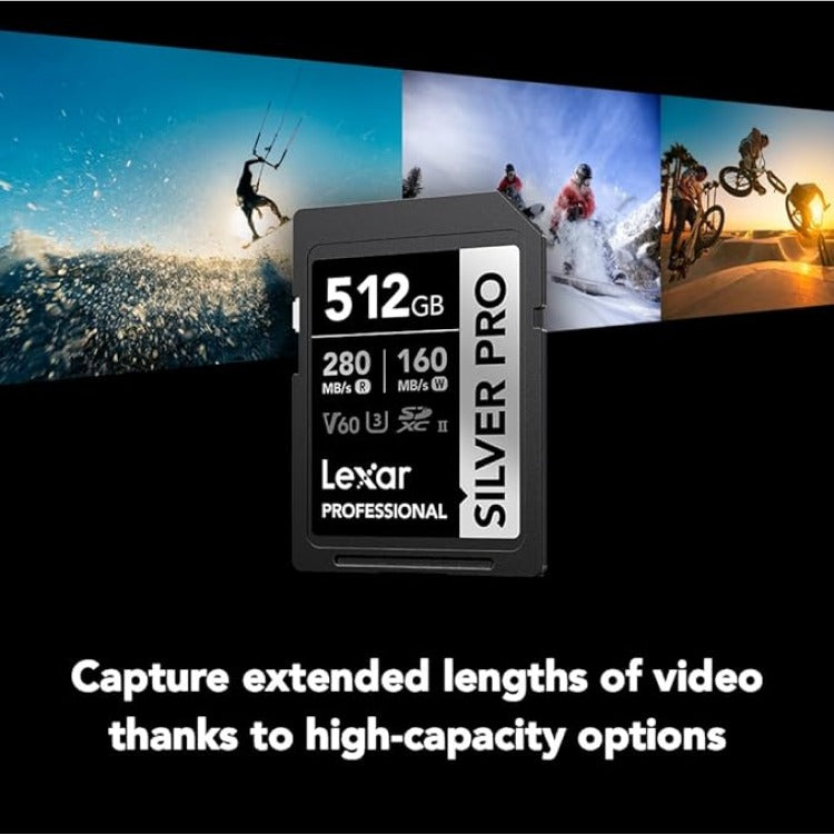 Lexar Professional SILVER PRO SDXC UHS-II C10 U3 V60 280MB/s Read 160MB/s Write SD Card