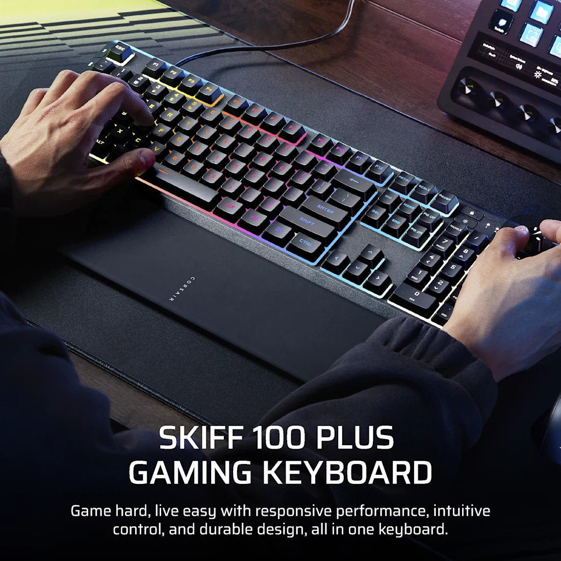 Corsair SKIFF 100 Plus RGB Wired Gaming Keyboard (Black) (CH-9226I65-NA)