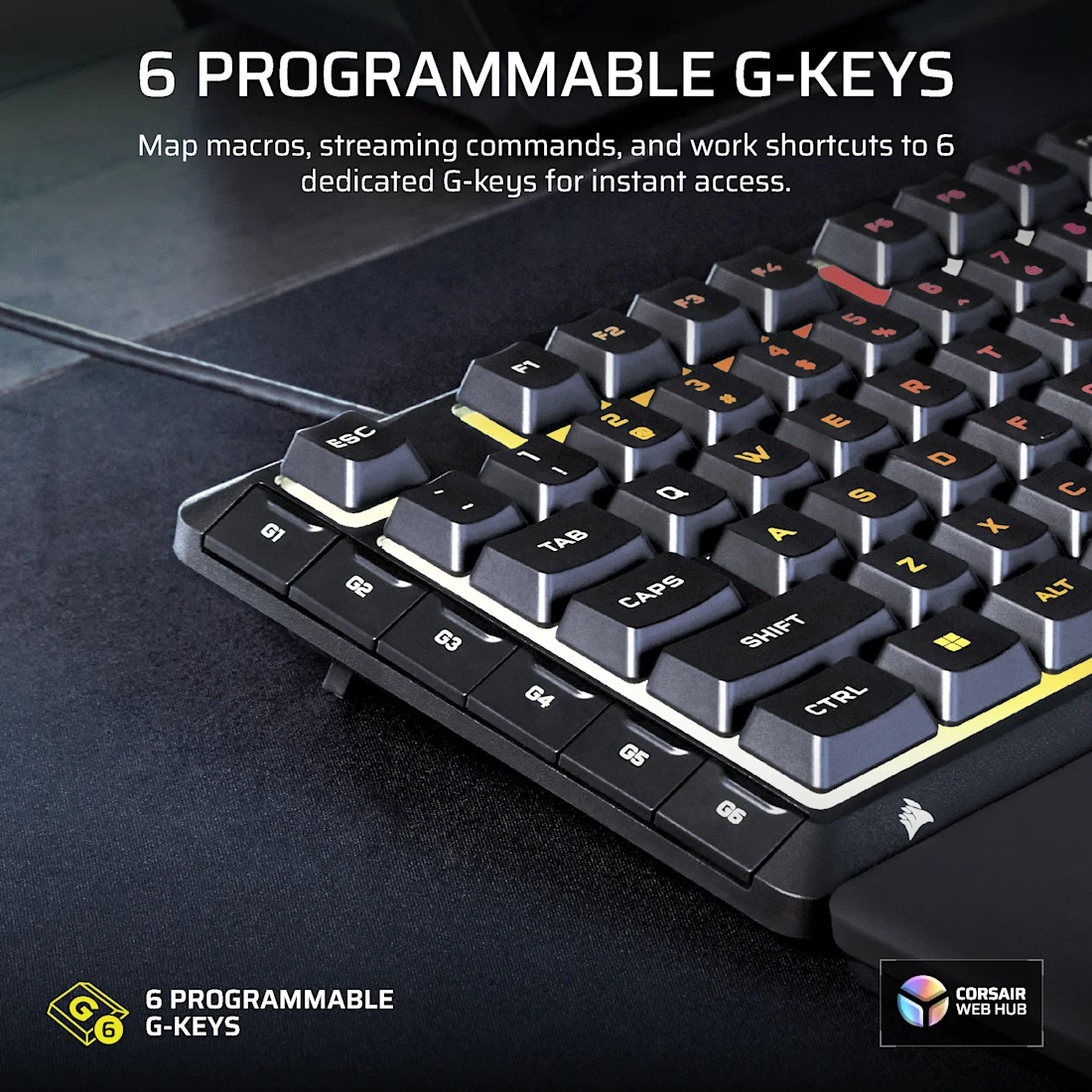 Corsair SKIFF 100 Plus RGB Wired Gaming Keyboard (Black) (CH-9226I65-NA)