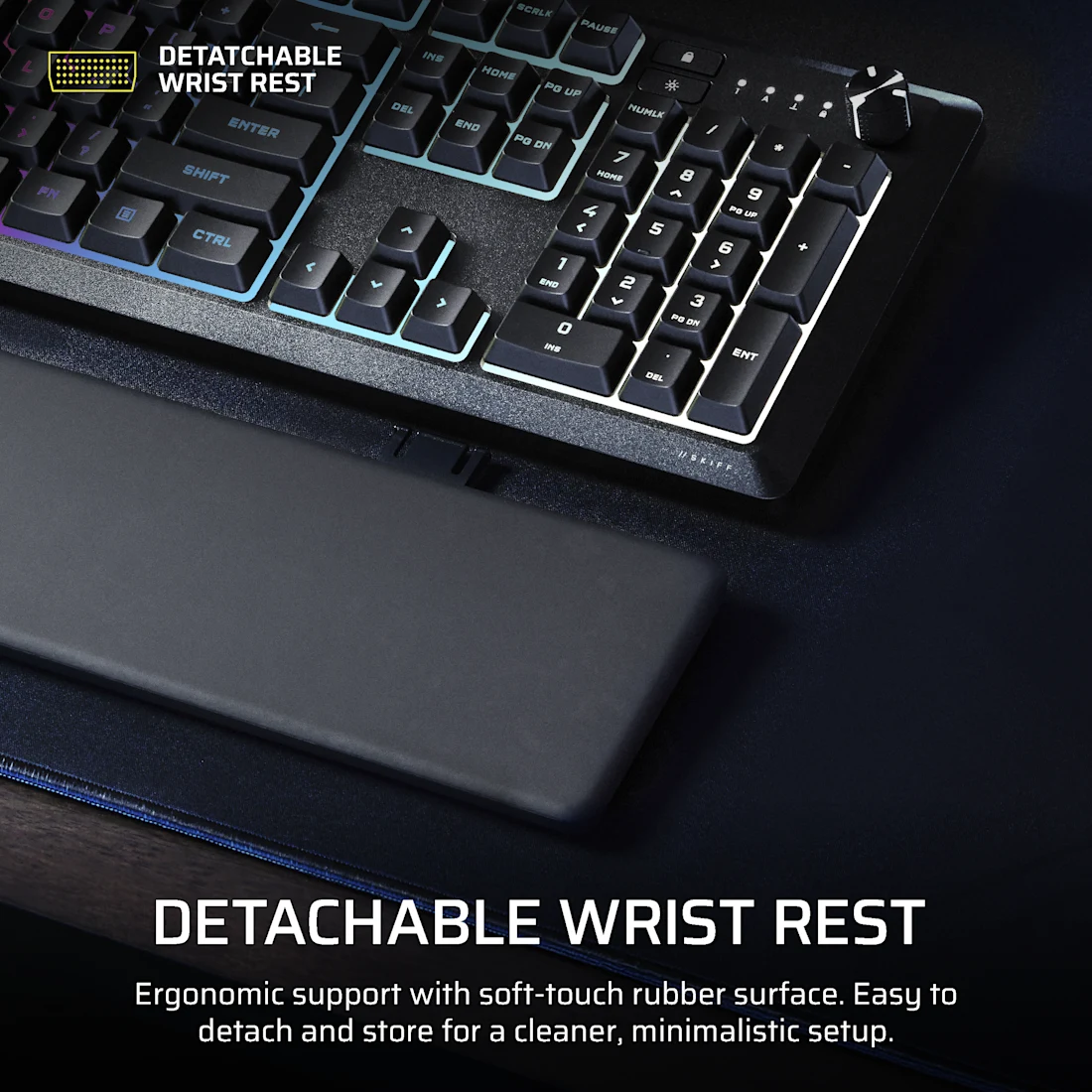 Corsair SKIFF 100 Plus RGB Wired Gaming Keyboard (Black) (CH-9226I65-NA)