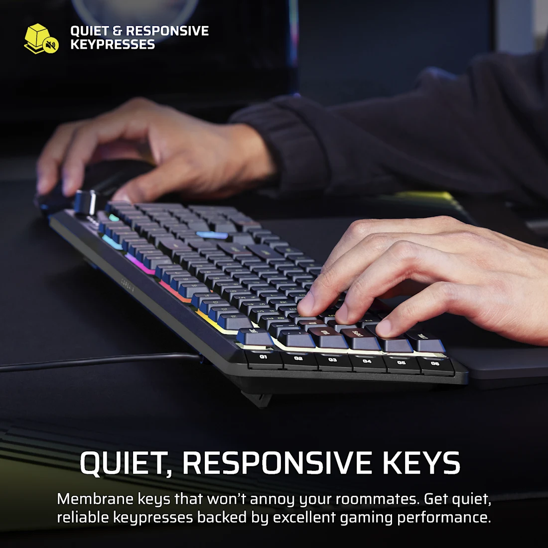 Corsair SKIFF 100 Plus RGB Wired Gaming Keyboard (Black) (CH-9226I65-NA)