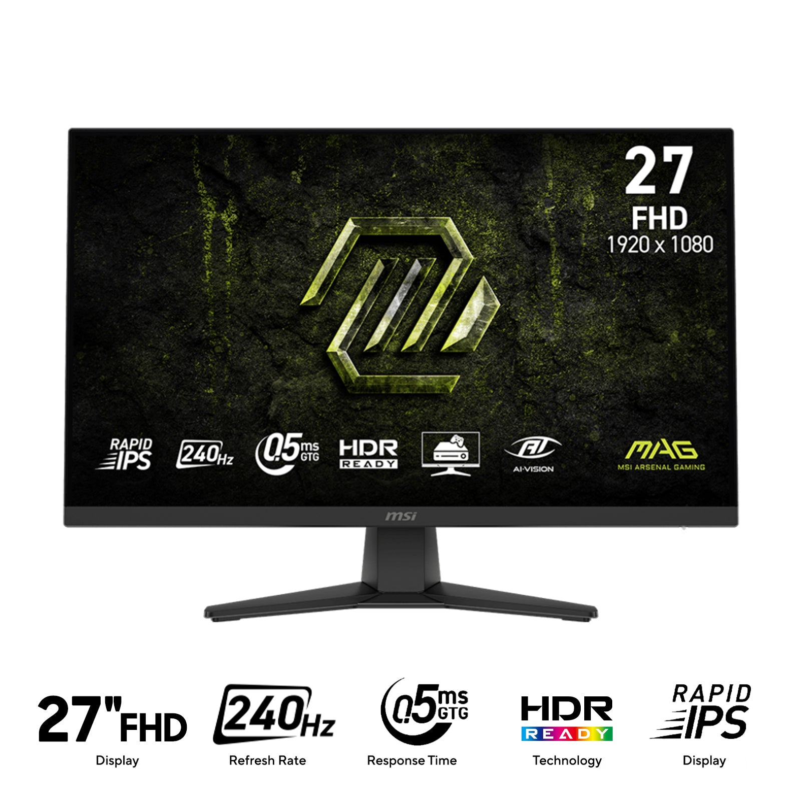 MSI MAG 272F X24 27" FHD (1920x1080) 240Hz 0.5ms GTG Rapid IPS Gaming Monitor with Tilt Adjustment
