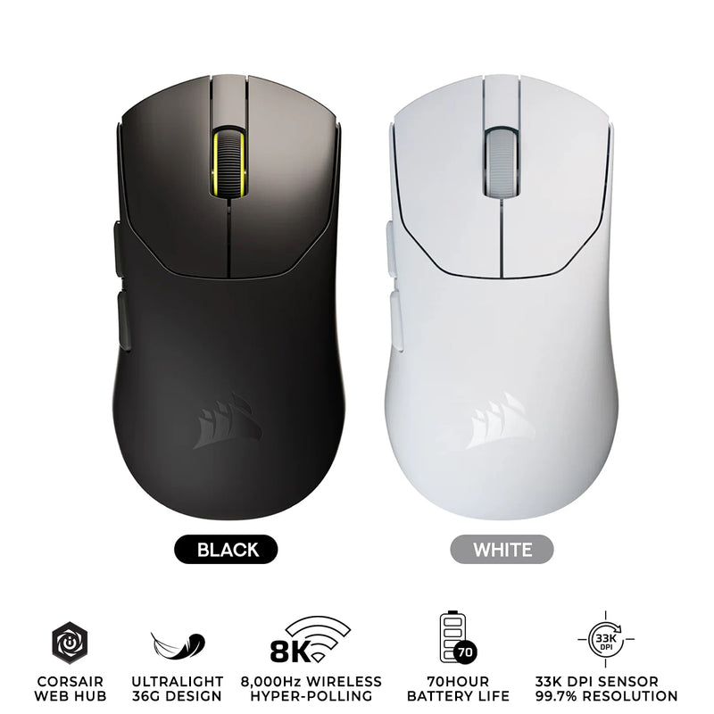Corsair Sabre V2 Pro Ultralight Wireless Gaming Mouse (Black, White)