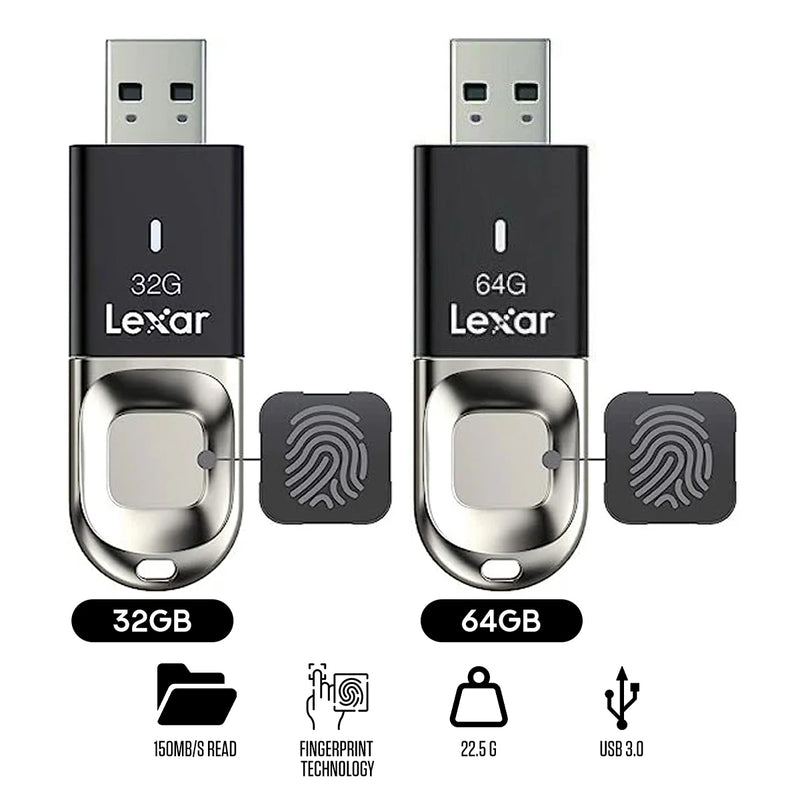 Lexar JumpDrive Fingerprint F35 USB 3.0 Type-A 150MB/s Read Flash Drive (32GB, 64GB)