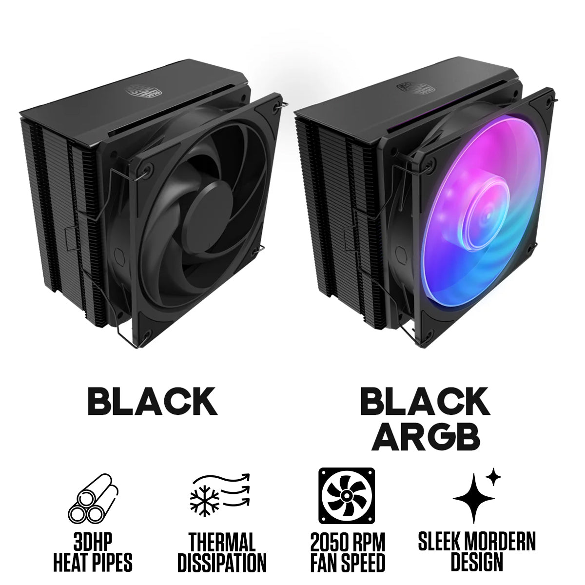 Cooler Master Hyper 212 3DHP CPU Air Cooler (Black, Black ARGB)