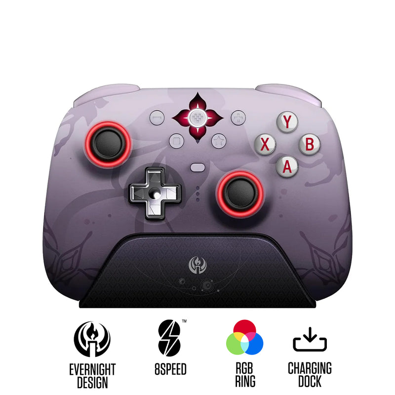 8BitDo Ultimate 2 Wireless Controller with TMR Joysticks, Switchable Hall Effect/ Tactile Triggers, RGB Fire Ring, 8Speed Wireless Tech with Charging Dock for Windows/Android (Honkai Star Rail - Evernight) (81HE)