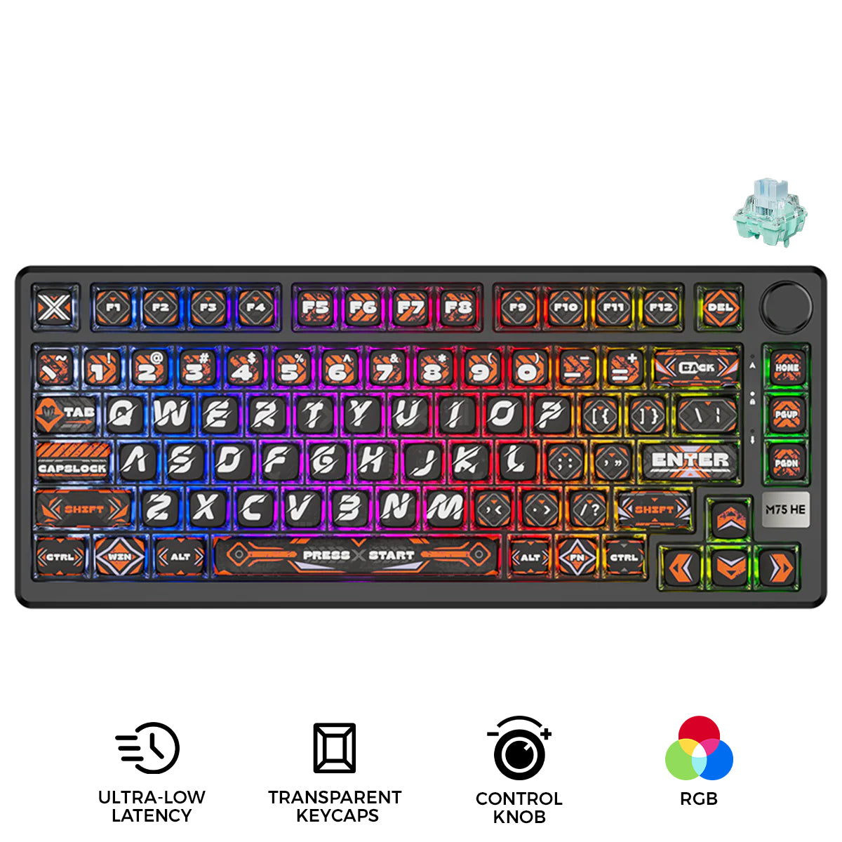 Royal Kludge RK-M75 HE Single-Mode RGB 81 Keys Hot-Swappable Mechanical Keyboard Hephaestus (Mint Switch)