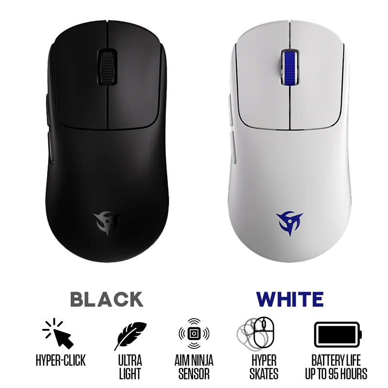 Ninjutso Ten Air Wireless Gaming Mouse (Black, White)