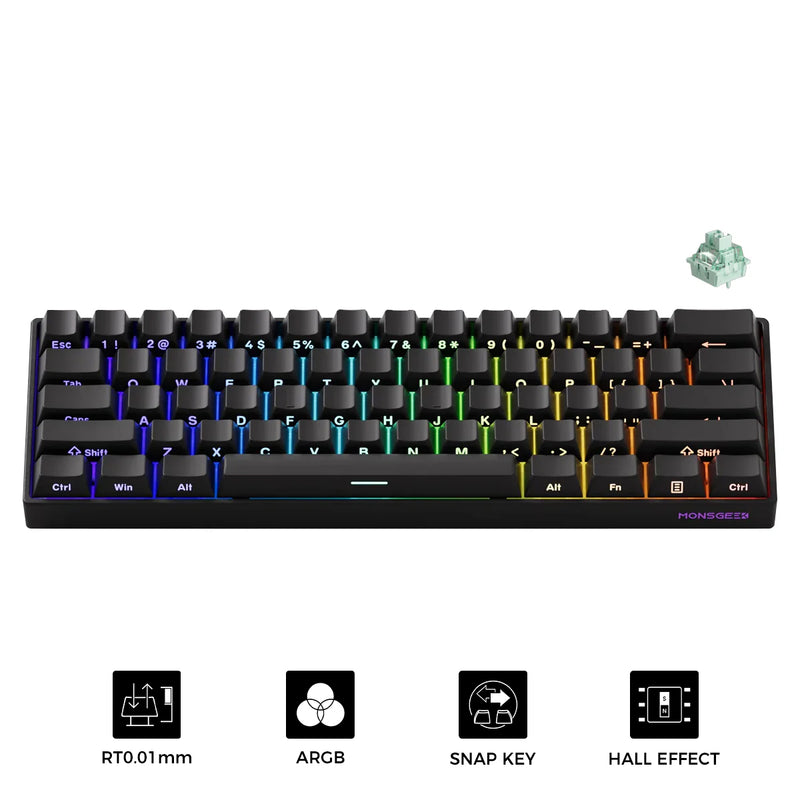 MonsGeek FUN60 Pro SP Shine-Through Black Wired RGB Mechanical Keyboard