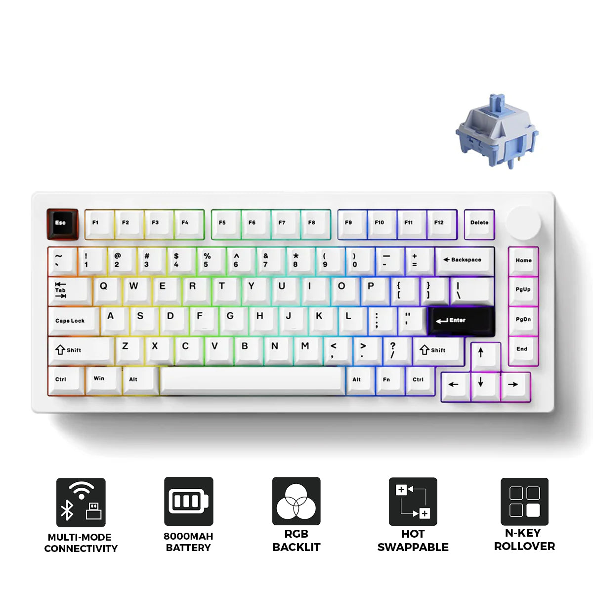 MonsGeek M1 V5 Black on White Aluminum Case Mechanical Keyboard