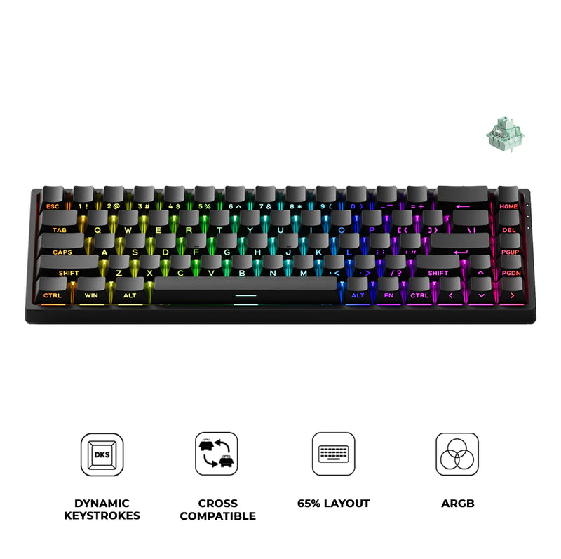 MonsGeek FUN68 HE Black Tri-Mode RGB Mechanical Keyboard (Glare Magnetic Switch)