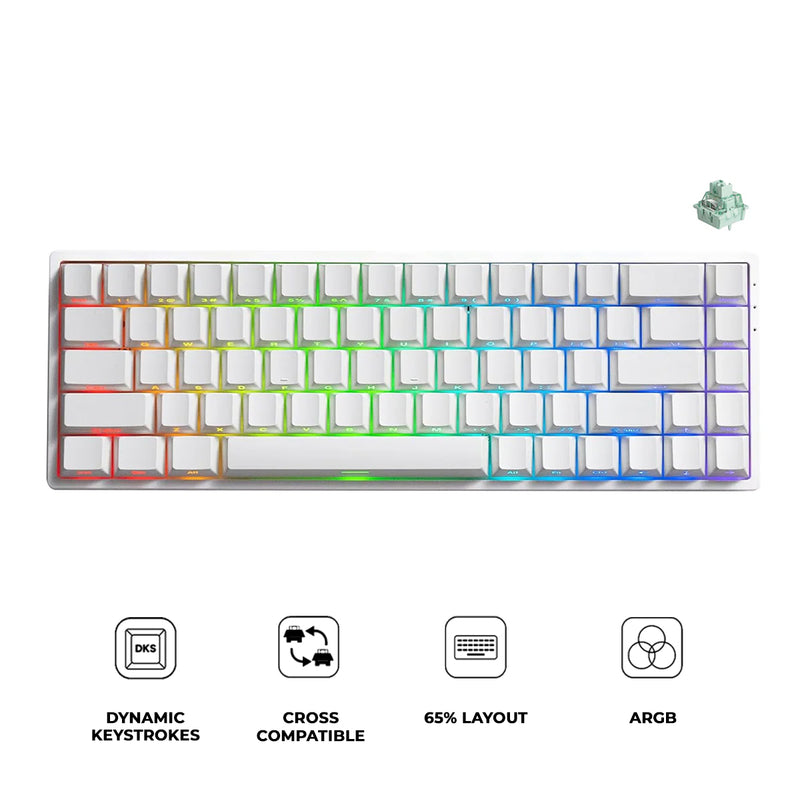 MonsGeek FUN68 HE White Tri-Mode RGB Mechanical Keyboard (Glare Magnetic Switch)