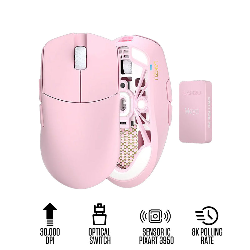 Lamzu Maya Champion Edition 8K Superlight Wireless Gaming Mouse (Light Pink)