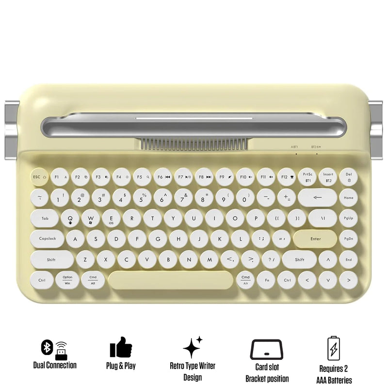 Ajazz AF84 Dual-Mode 84-Keys Membrane Keyboard (White/Yellow)