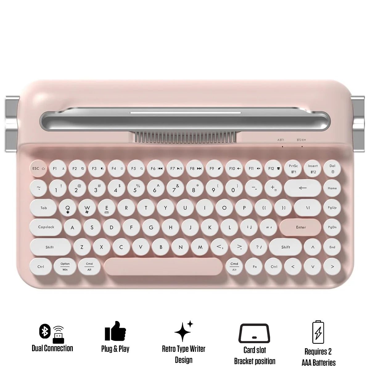 Ajazz AF84 Dual-Mode 84-Keys Membrane Keyboard (White/Pink)
