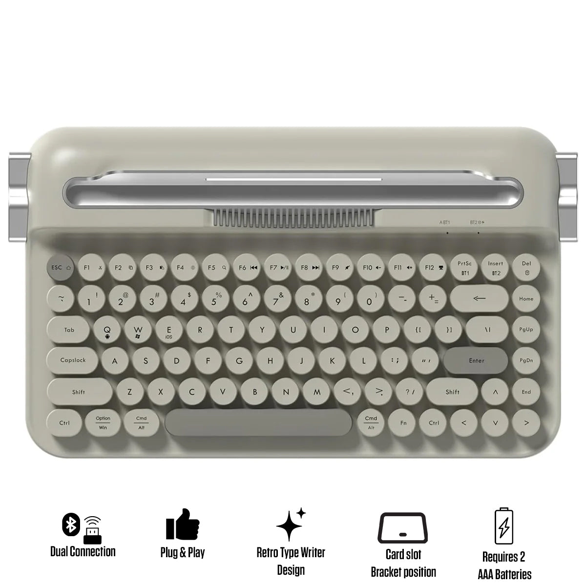 Ajazz AF84 Dual-Mode 84-Keys Membrane Keyboard (White/Grey)