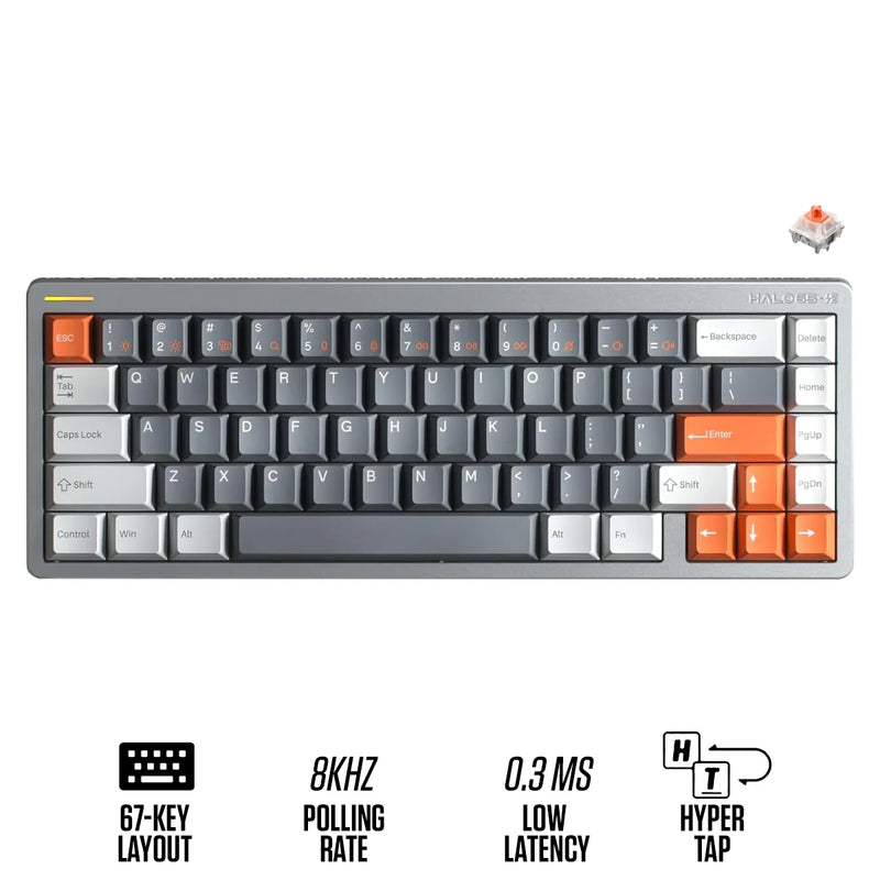 NuPhy Halo65 HE RGB 67-Key Magnetic Switch Gaming Keyboard (Coral Switch) (Space Gray)