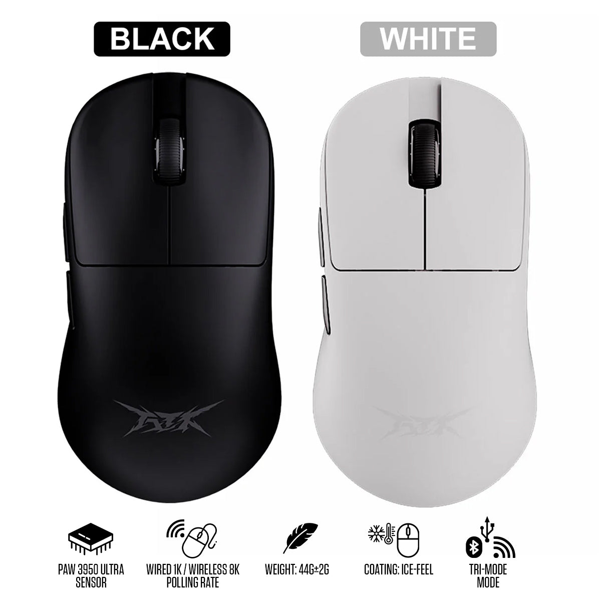 ATK Blazing Sky U2 Pro Lightweight Wireless Gaming Mouse (Black, White)
