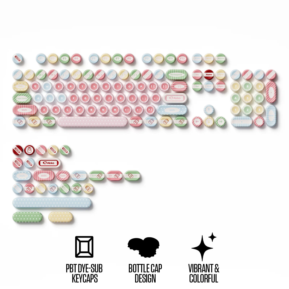 Akko Classic BottleCap Keycap Set BottleCap Profile 131 Keys