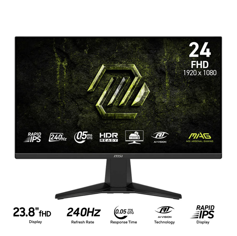 MSI MAG 245F X24 23.8" FHD (1920x1080) 240Hz 0.5ms (GtG, Min.) Rapid IPS Flat Gaming Monitor with Tilt Adjustment