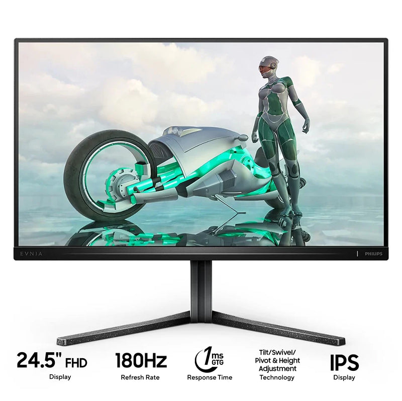 Philips Evnia 25M2N3200/69 24.5" FHD (1920x1080) 180Hz 1ms GTG IPS Gaming Monitor with Tilt/Swivel/Pivot & Height Adjustment (Black)