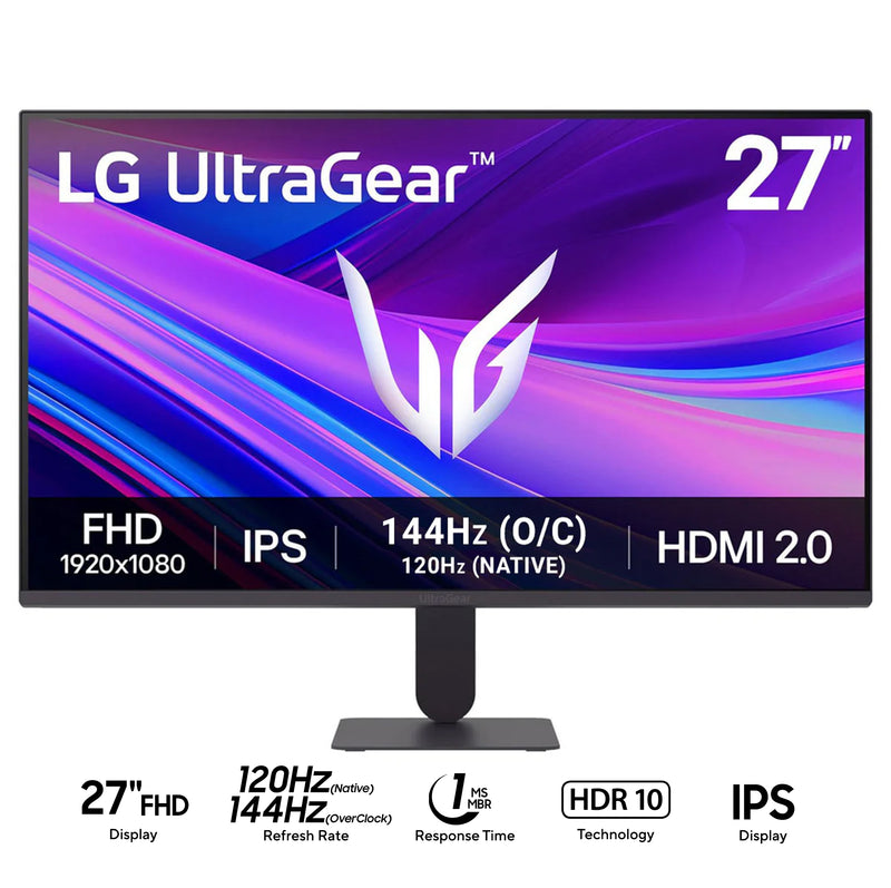 LG UltraGear 27G411A-B 27" FHD (1920x1080) 144Hz (O/C) 1ms MBR G-SYNC Compatible / AMD FreeSync IPS Gaming Monitor with Tilt Adjustment
