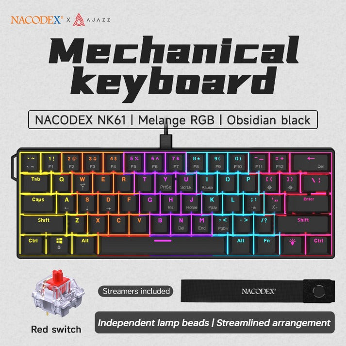Ajazz NK61 Mixed Light 61 Keys Wired Hot-Swappable Mechanical Keyboard
