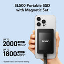 Lexar SL500 USB 3.2 Gen 2x2 Portable SSD With Magnetic Set - Up To 2000MB/s Read & 1800MB/s Write 