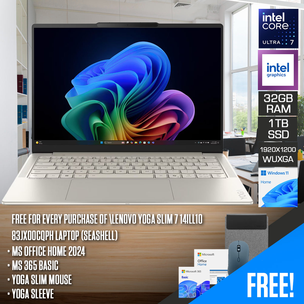 Lenovo Yoga Slim 7 14ILL10 83JX00CQPH Laptop (Seashell) | DataBlitz