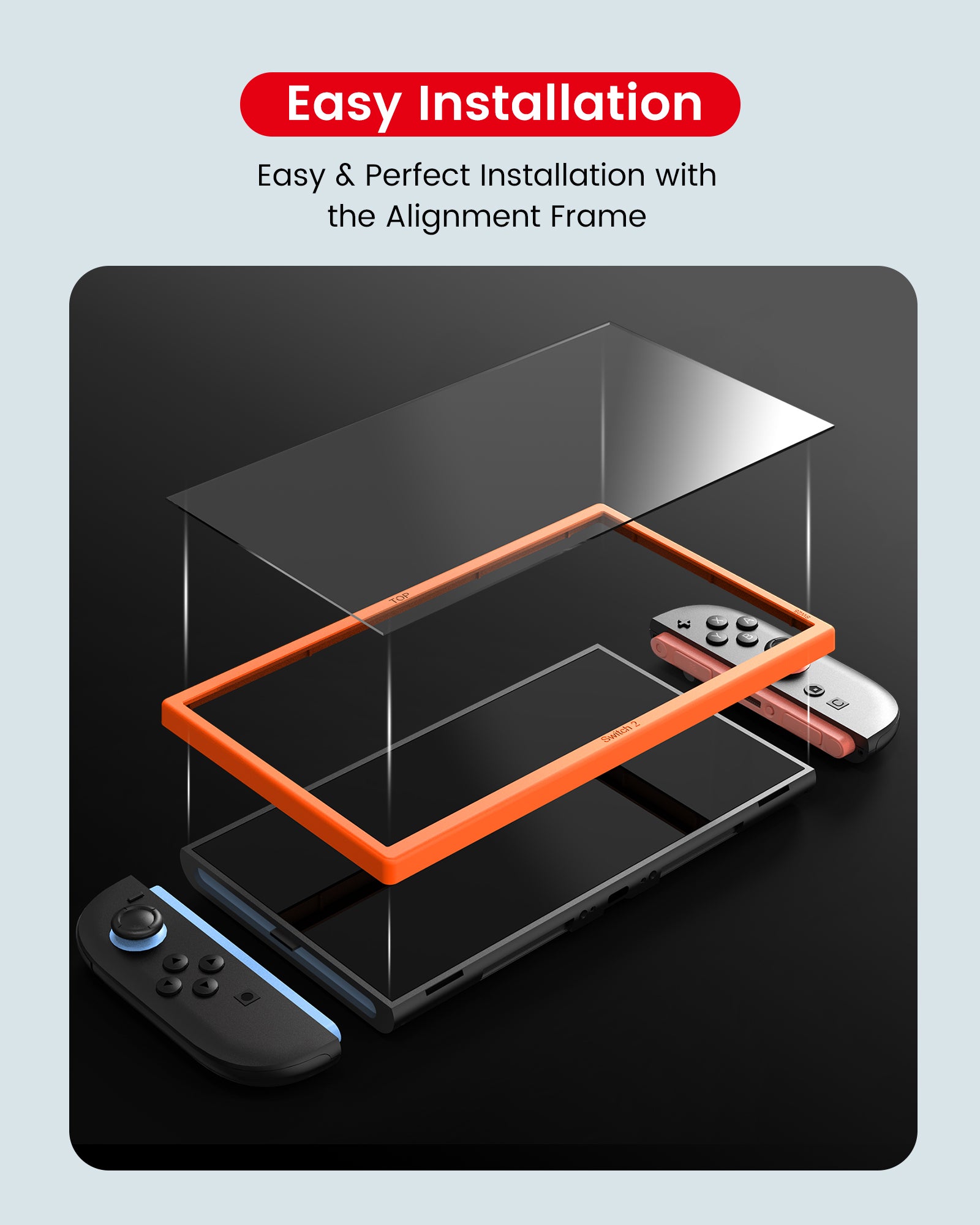 Transnovo Tempered Glass HD Screen Protector 2-Pack with Installation Tool for Nintendo Switch 2 (NS2-SP02)