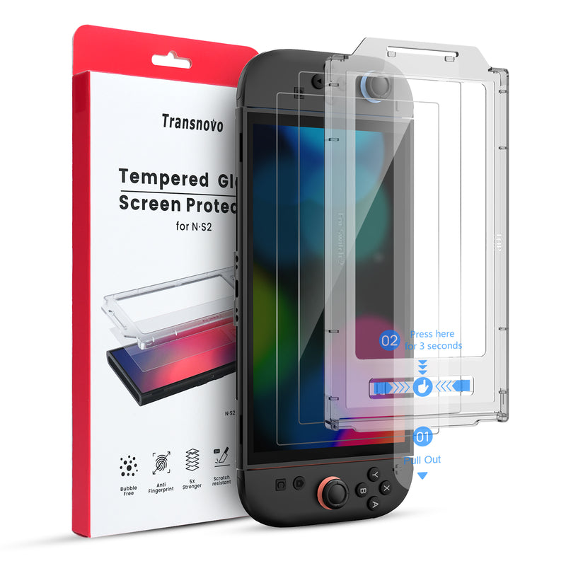 Transnovo Tempered Glass HD Screen Protector 2-Pack with Installation Tool for Nintendo Switch 2 (NS2-SP02)