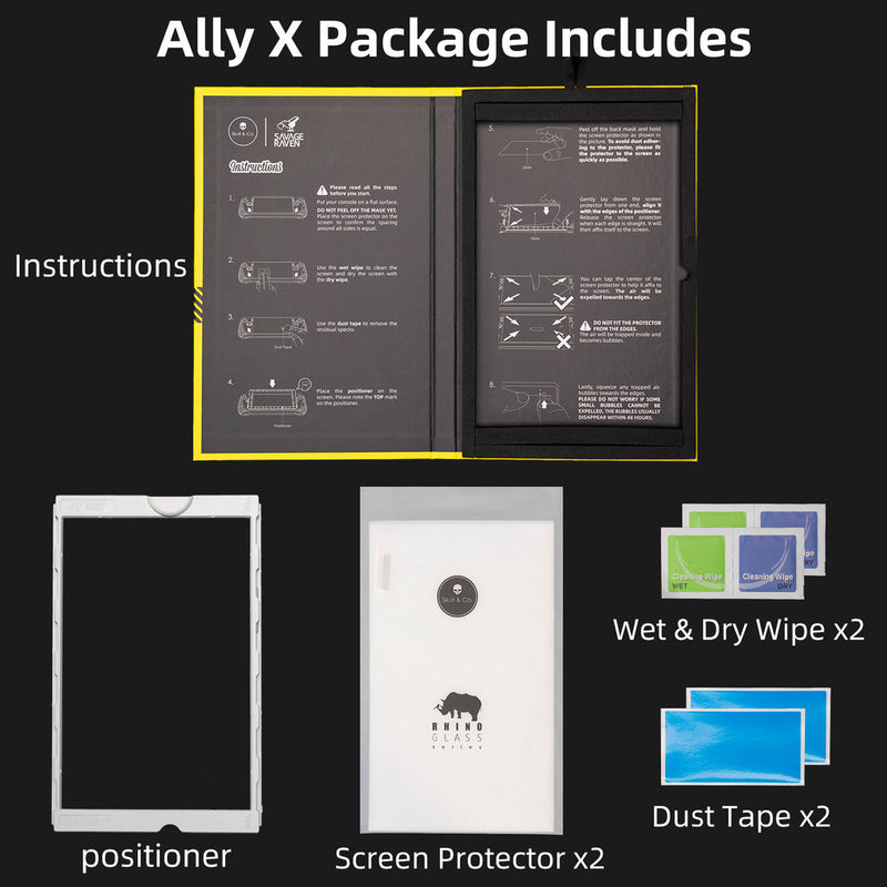 Skull & Co. Tempered Glass Screen Protector 9H Hardness / 2.5D Curved Edge with Positioner for ROG Ally X (ALSP2-P-G)