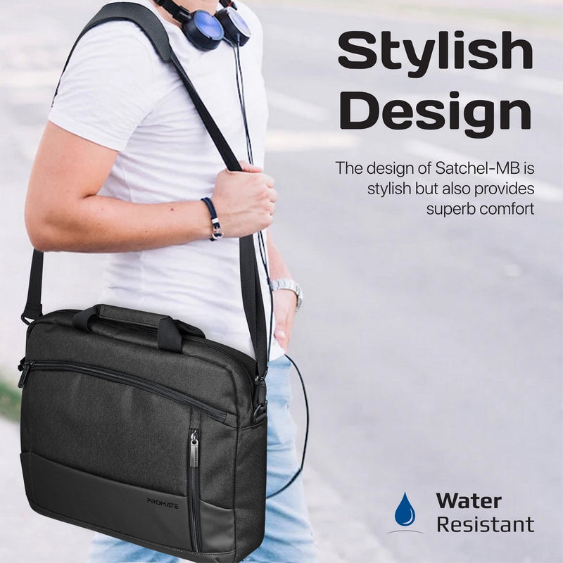 Promate Satchel-MB SleekComfort 15.6" Laptop Messenger Bag with Multiple Compartments