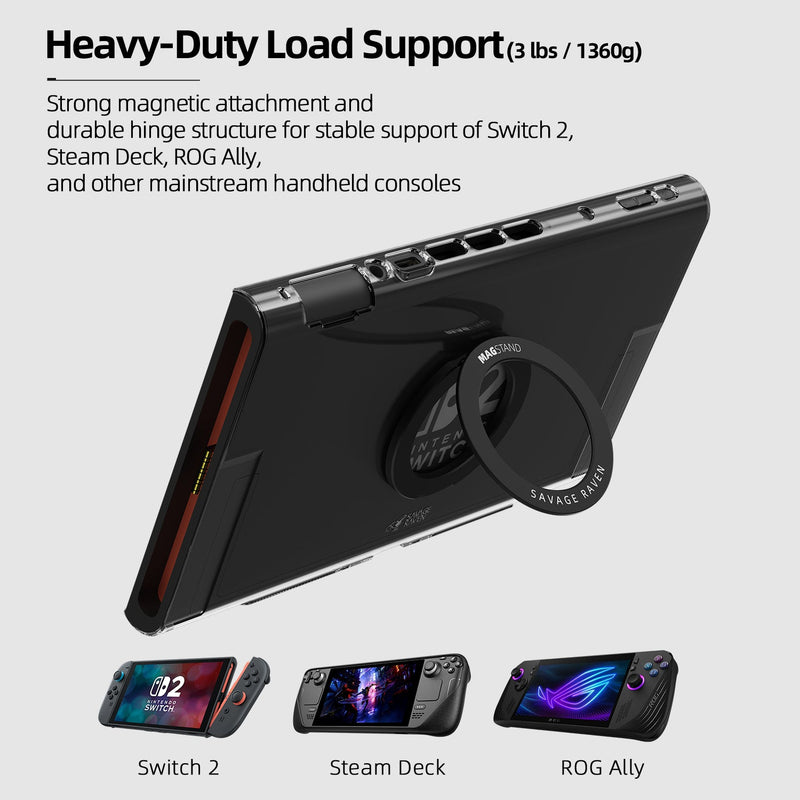 Skull & Co. MagStand Magnetic Ultra-Thin Ring Stand for Nintendo Switch 2 / Steam Deck / ROG Ally / Apple MagSafe Devices (Black) (ST-MAG-BK)