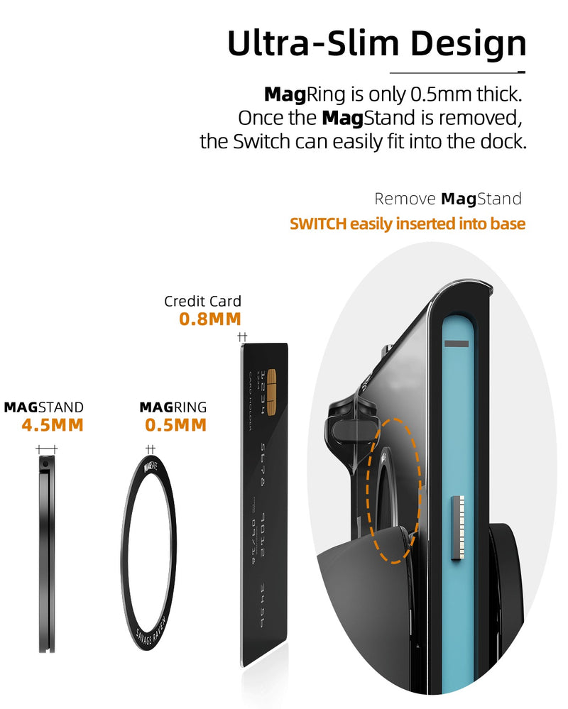 Skull & Co. MagStand Magnetic Ultra-Thin Ring Stand for Nintendo Switch 2 / Steam Deck / ROG Ally / Apple MagSafe Devices (Black) (ST-MAG-BK)