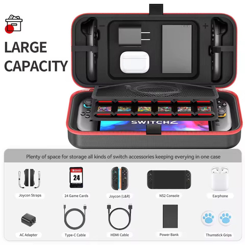 OIVO Carrying Case for Nintendo Switch 2 / Nintendo Switch / Nintendo Switch OLED (Black/Red)