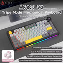 Ajazz AK820 V2 RGB Tri-Mode Mechanical Keyboard (Black/Grey/Yellow) (White Peach Switch)