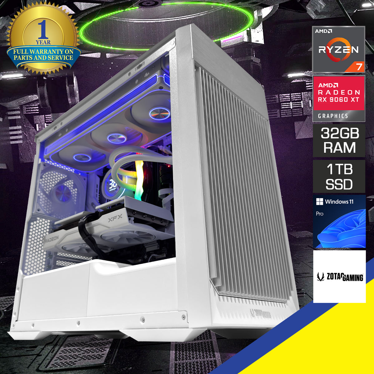 Sophos Alloy Silver White Desktop Gaming PC